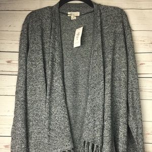Style Co Plus Size Fringed Open-Front Cardigan